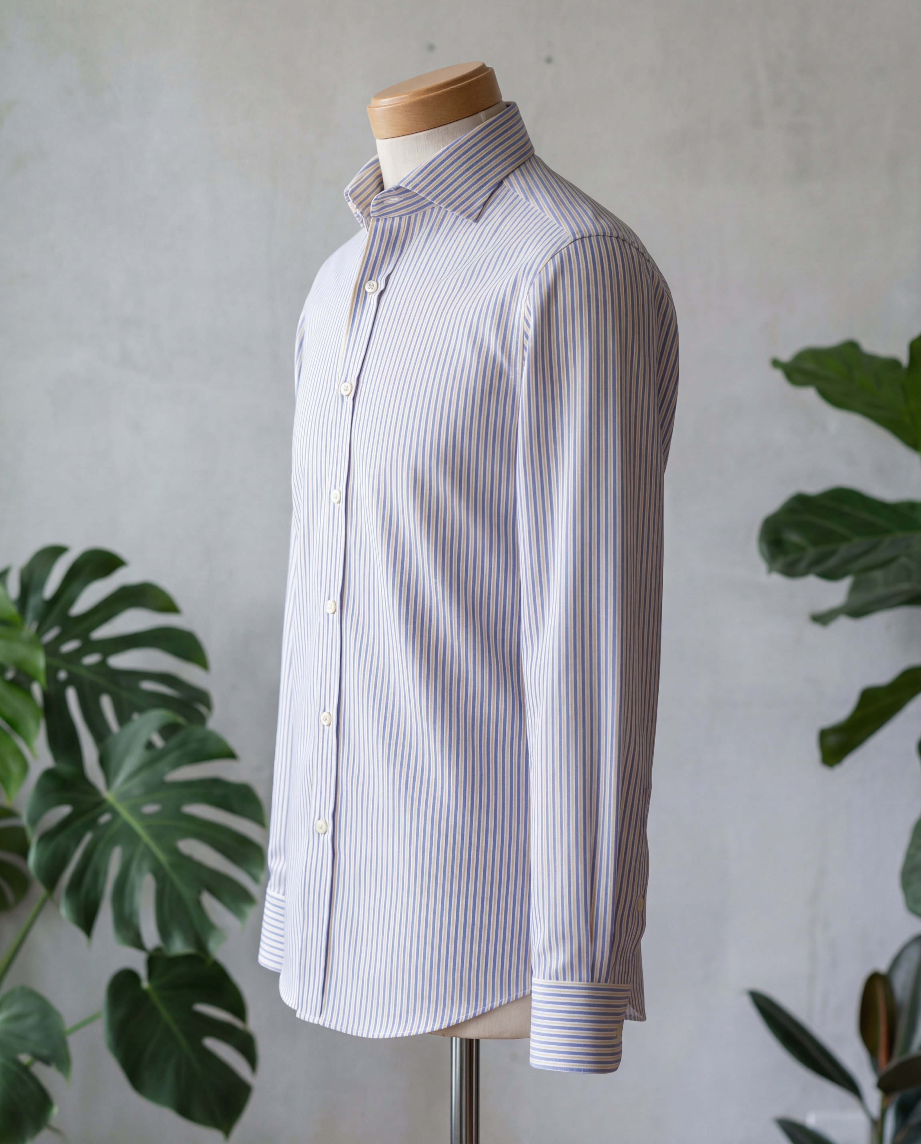 Yellow & Blue Multistripe Cotton Shirt
