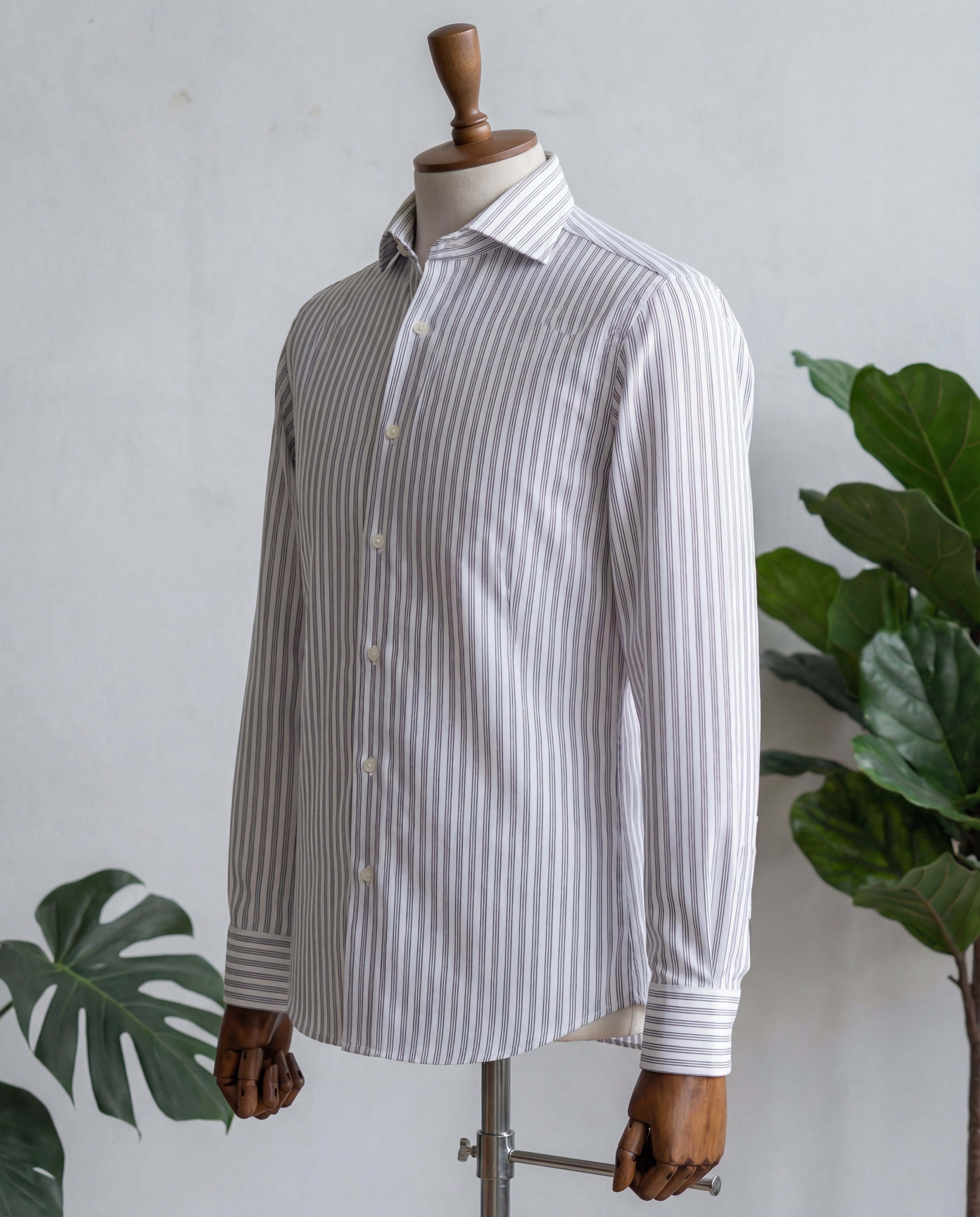 Black Track Stripe Cotton Shirt