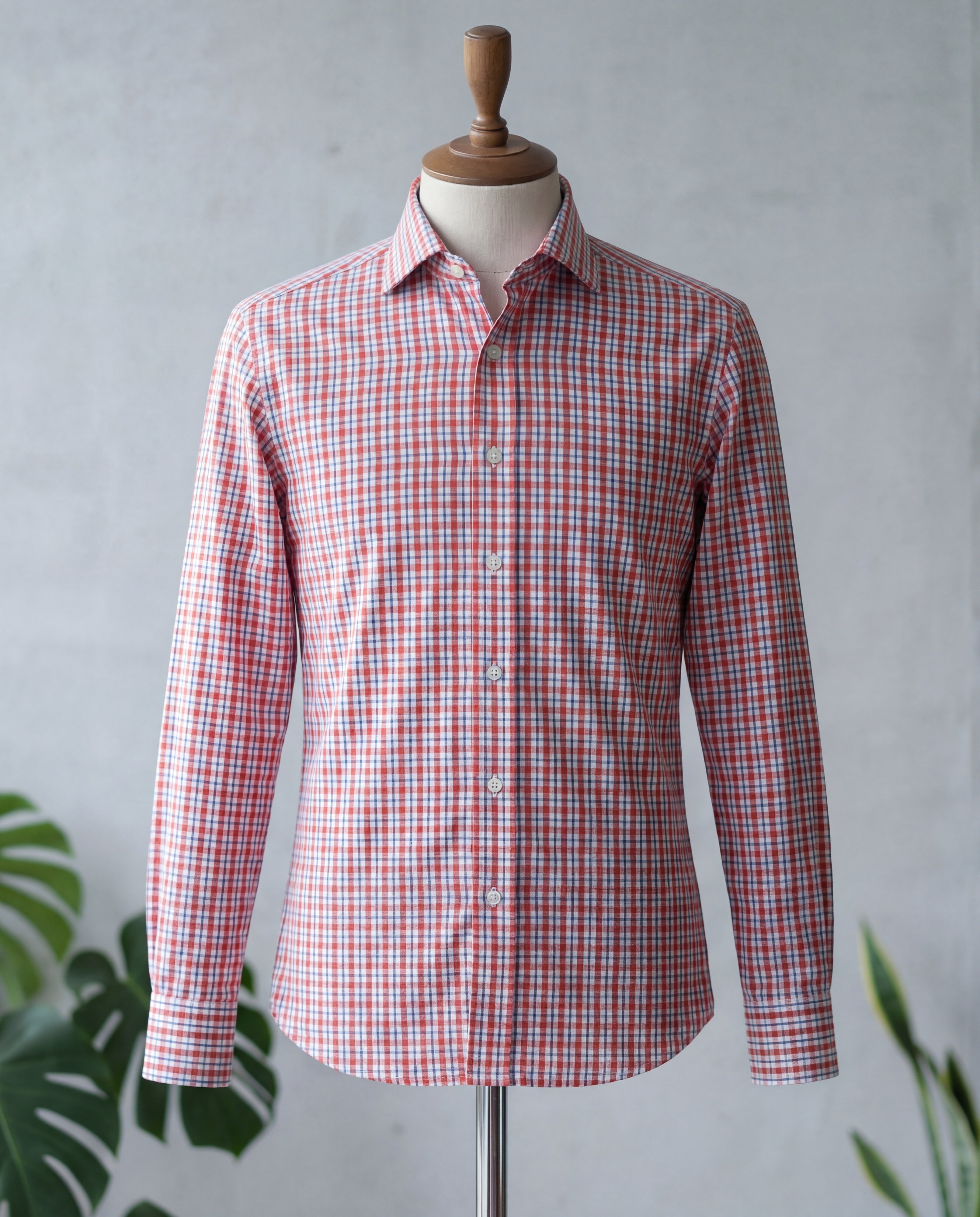 Orange Tonal Stripe Cotton Shirt