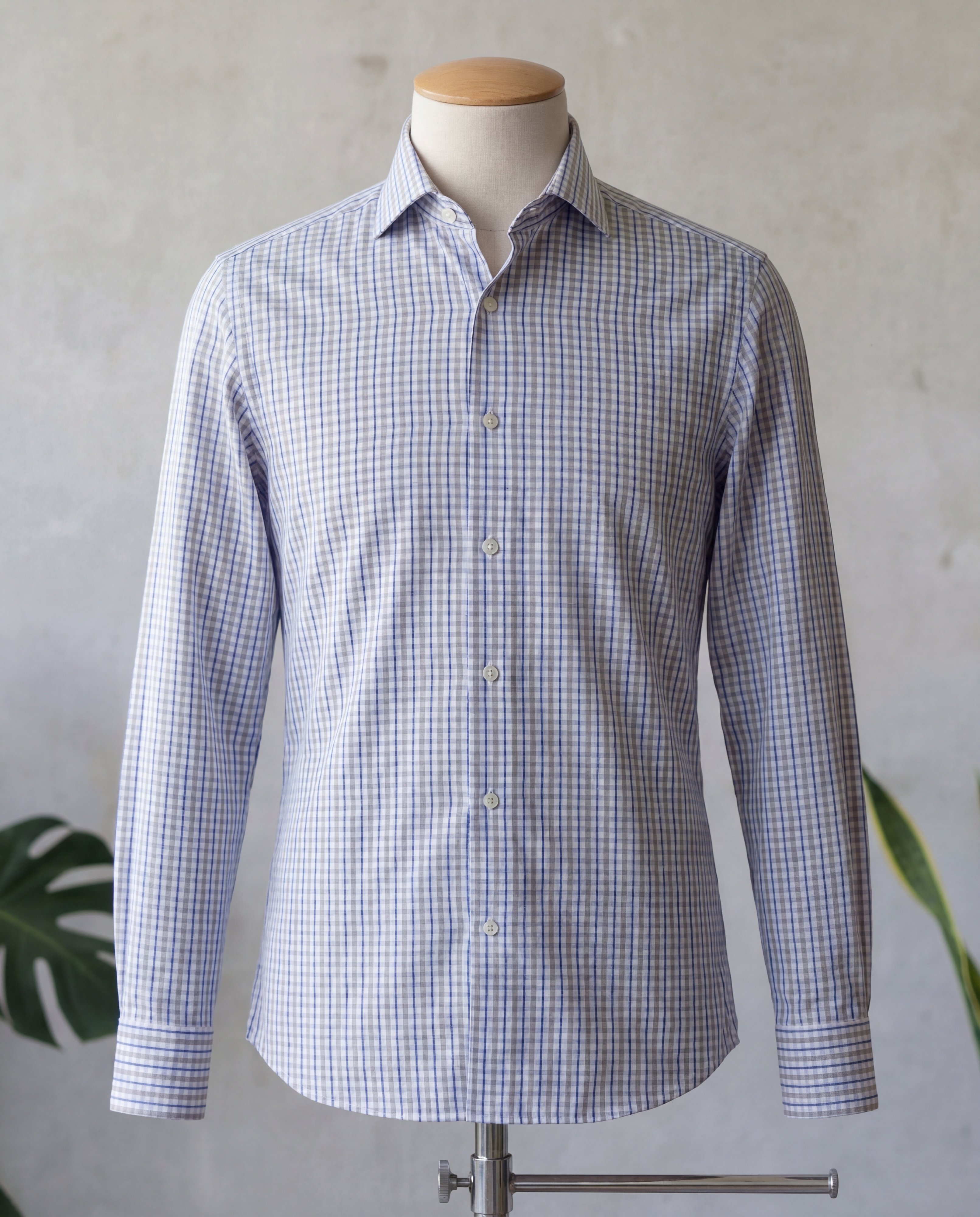 Silver Tonal Stripe Cotton Shirt