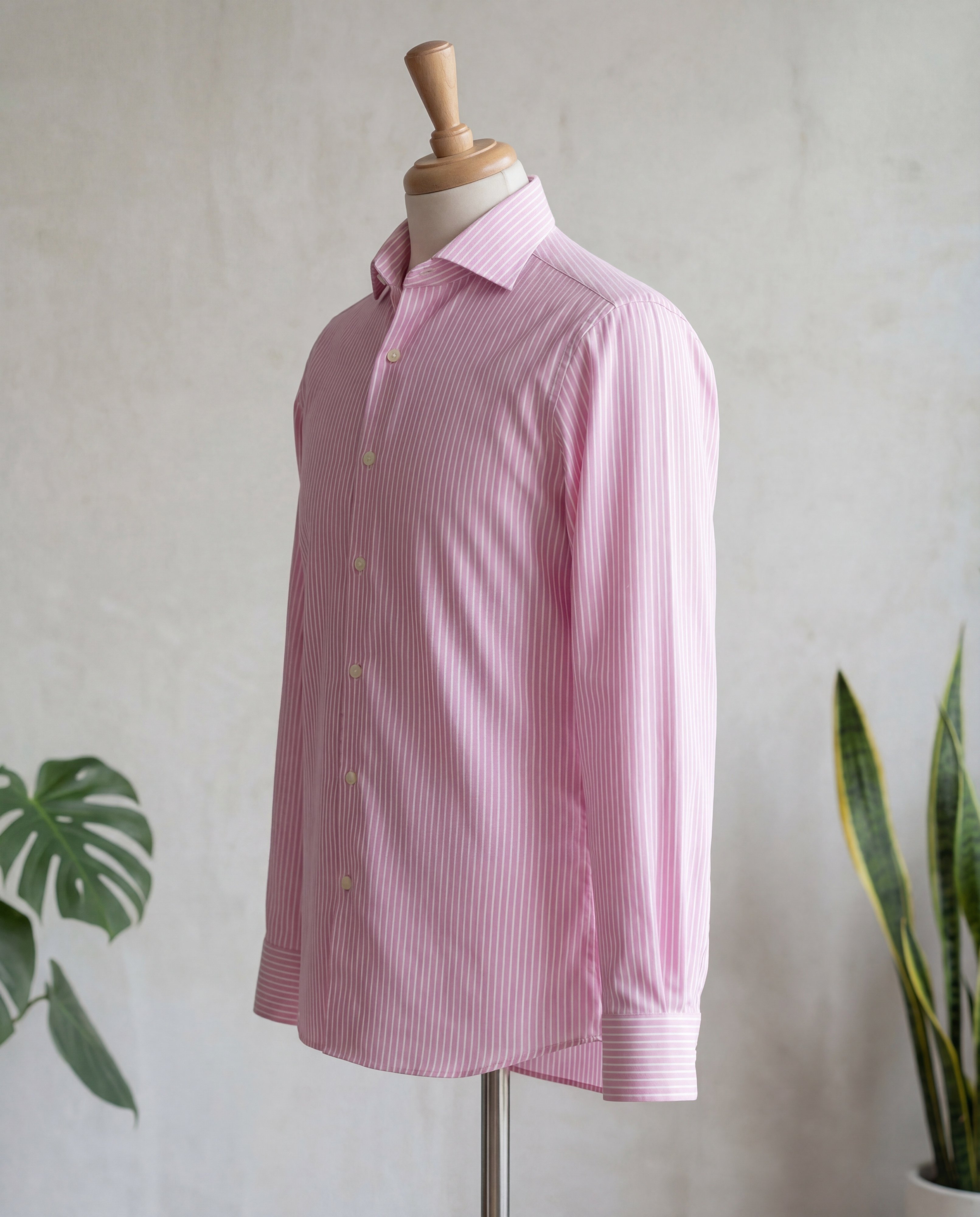 Pink Reverse Stripe Cotton Shirt