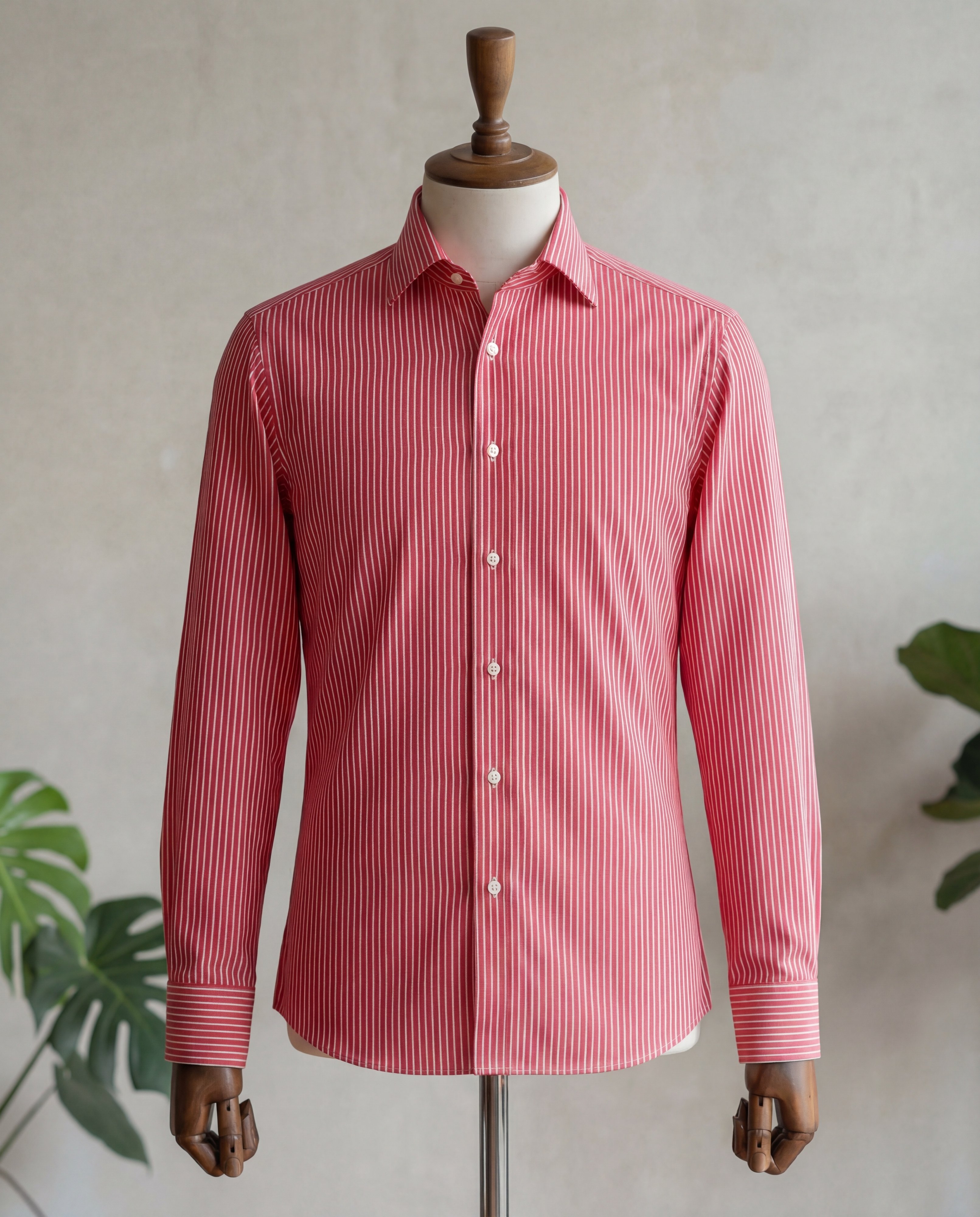 Red Reverse Stripe Cotton Shirt