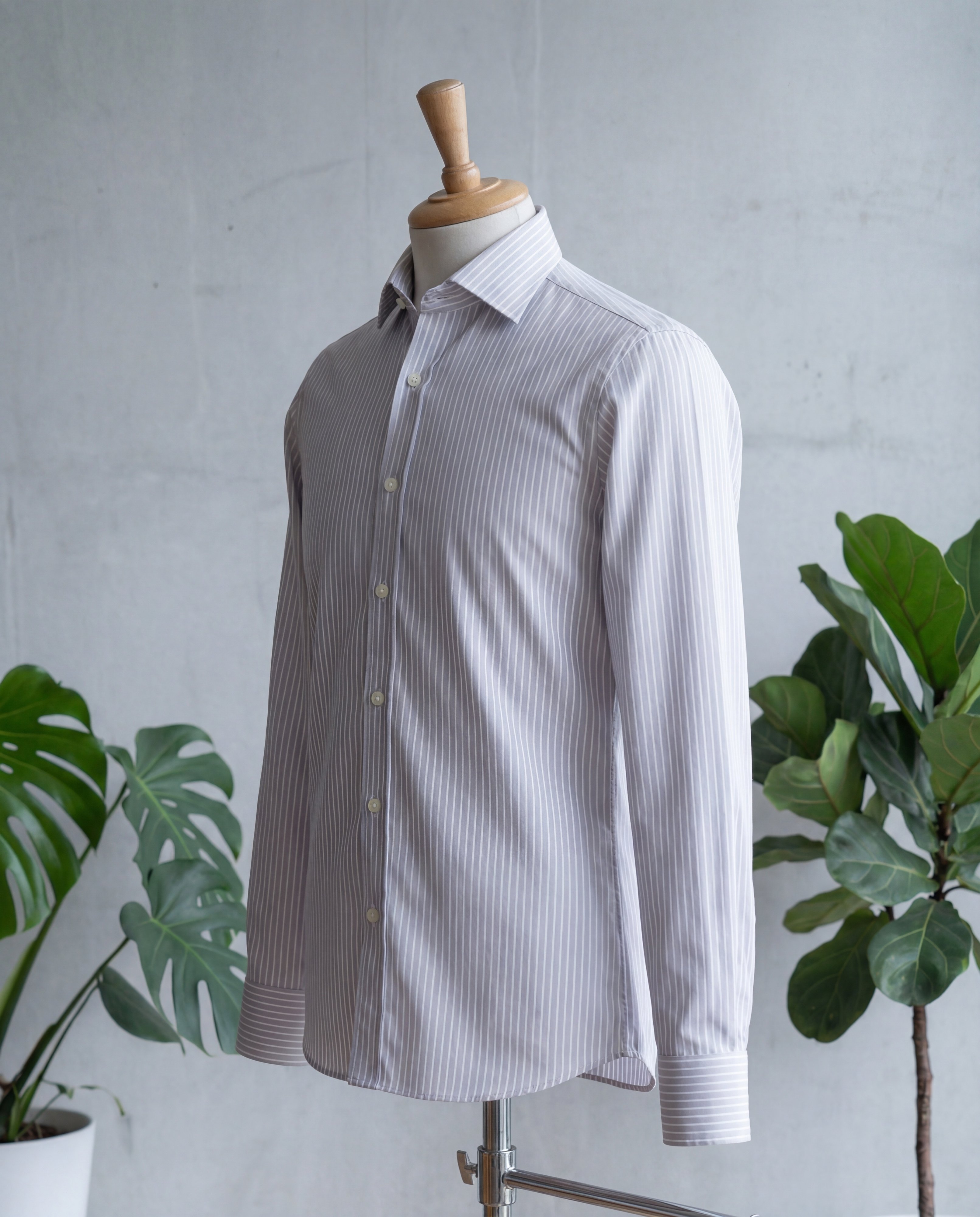 Silver Reverse Stripe Cotton Shirt