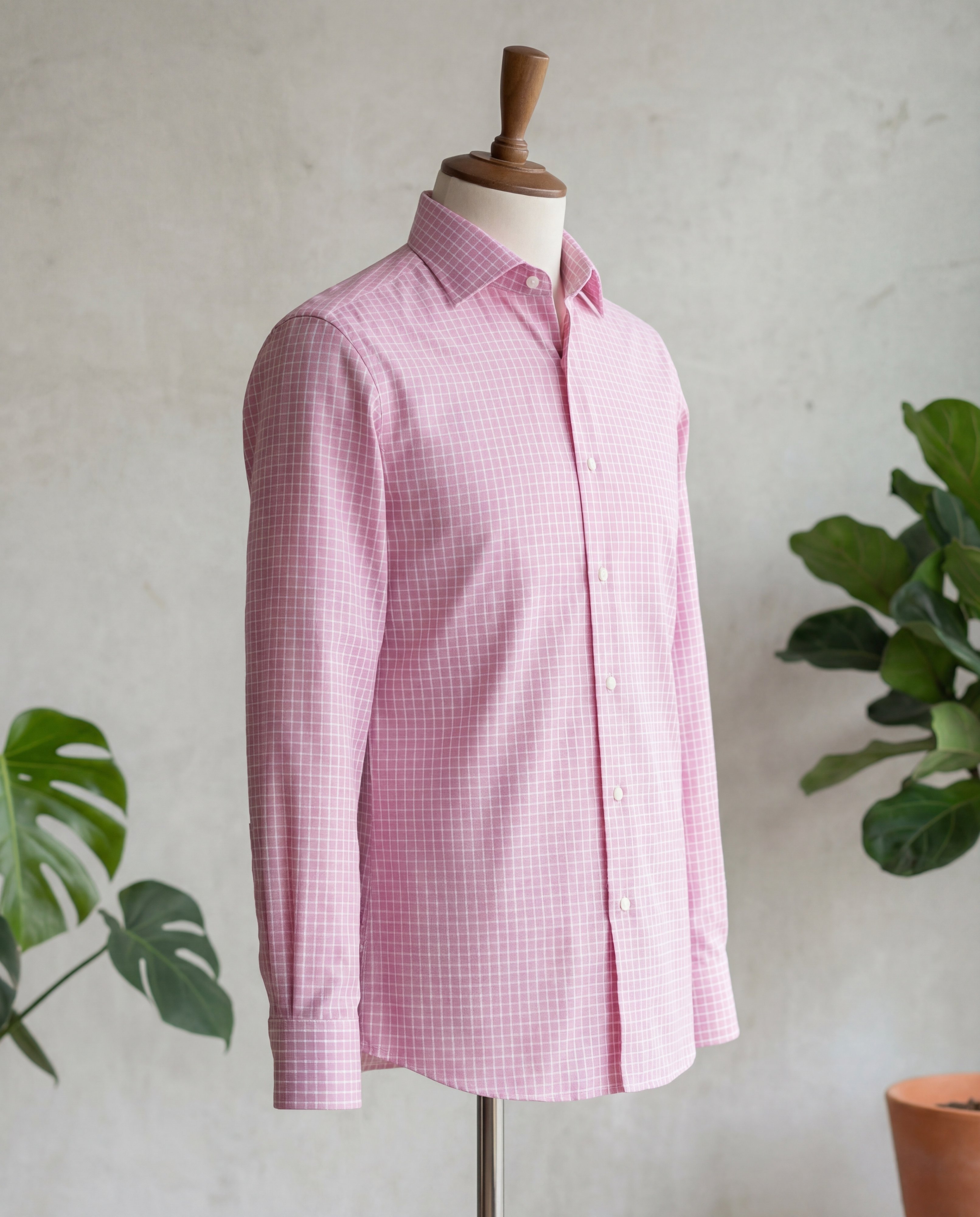 Pink Graph Check Cotton Shirt