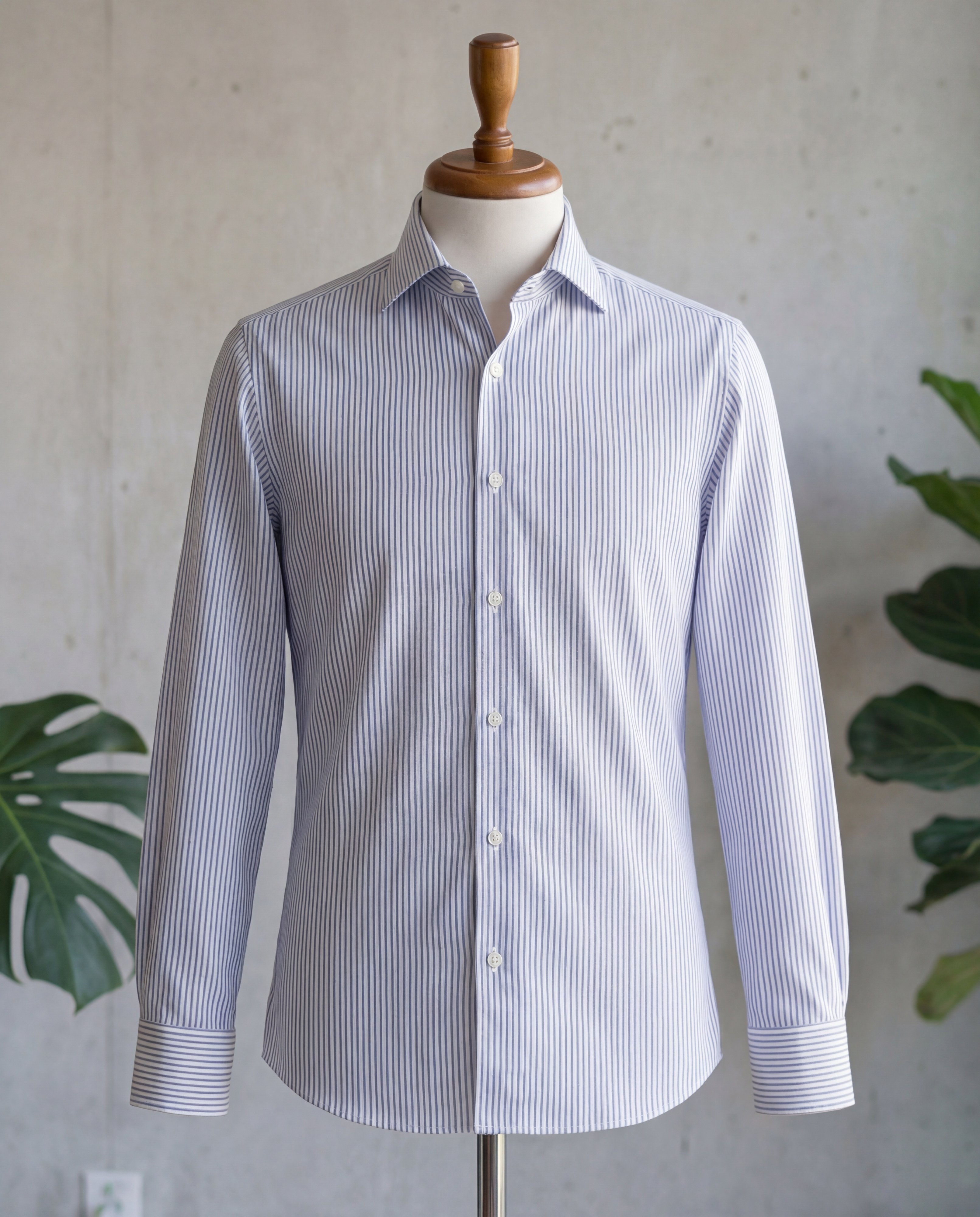 Grey Fine Multistripe Cotton Shirt