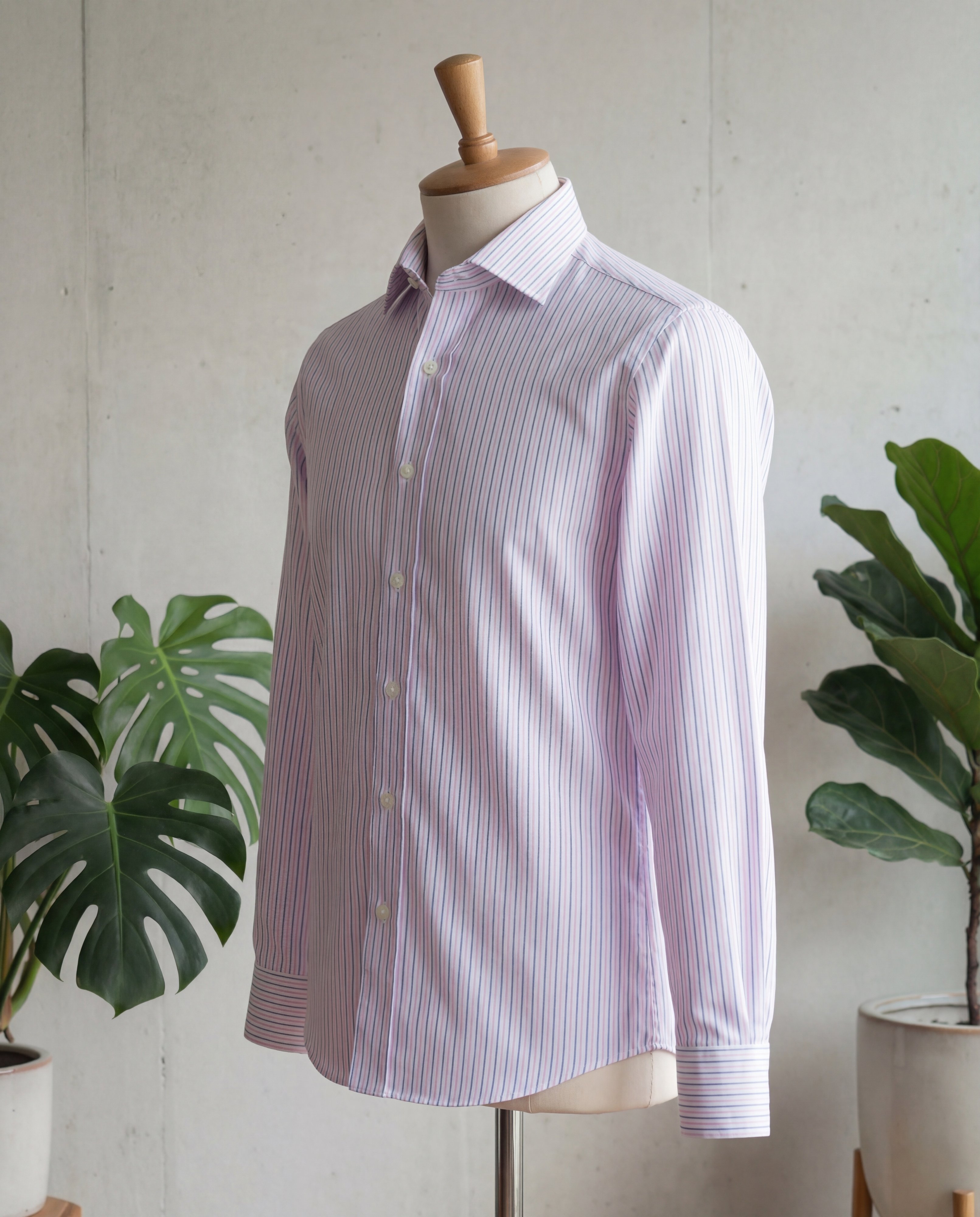 Pink Fine Multistripe Cotton Shirt