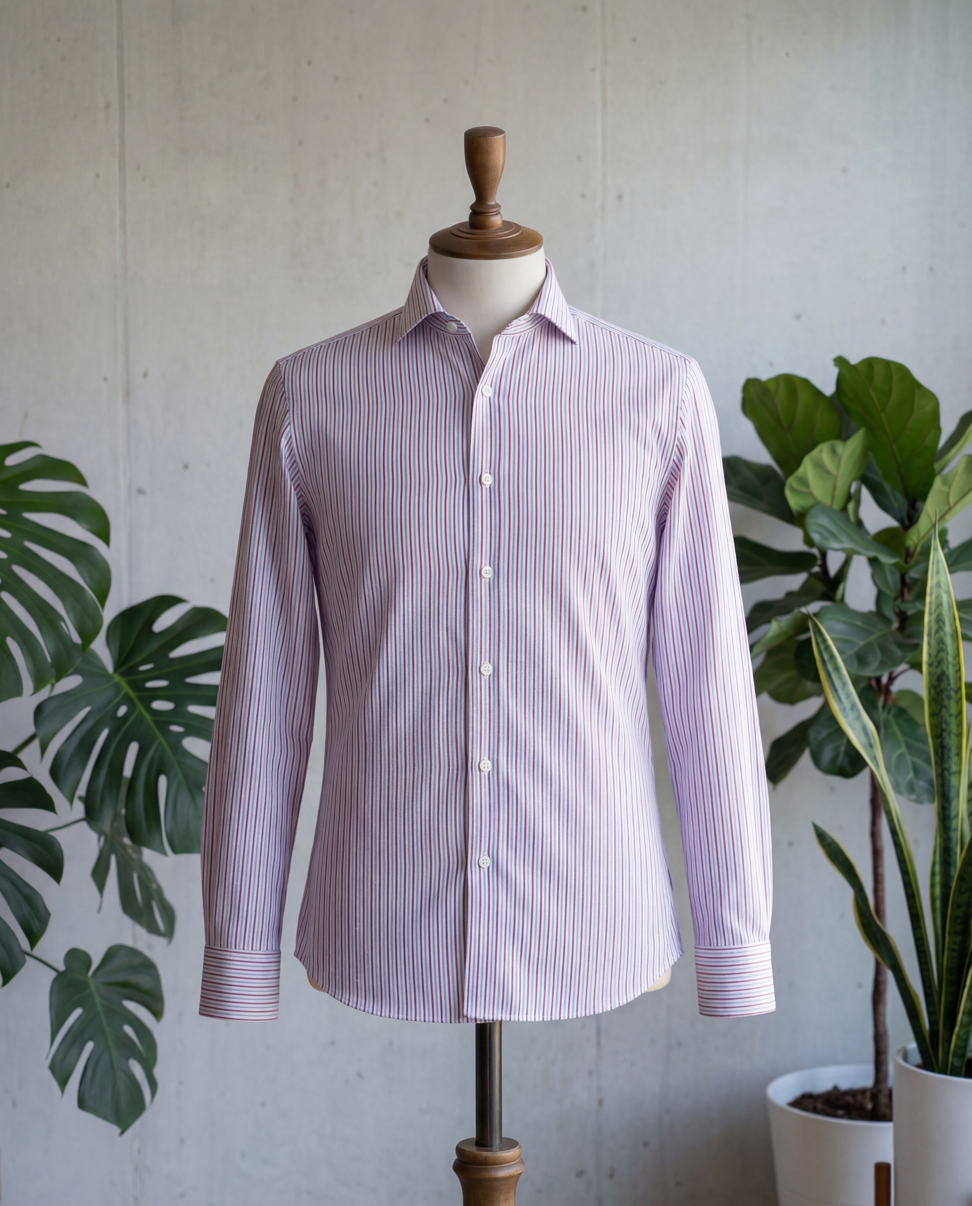 Red Fine Multistripe Cotton Shirt