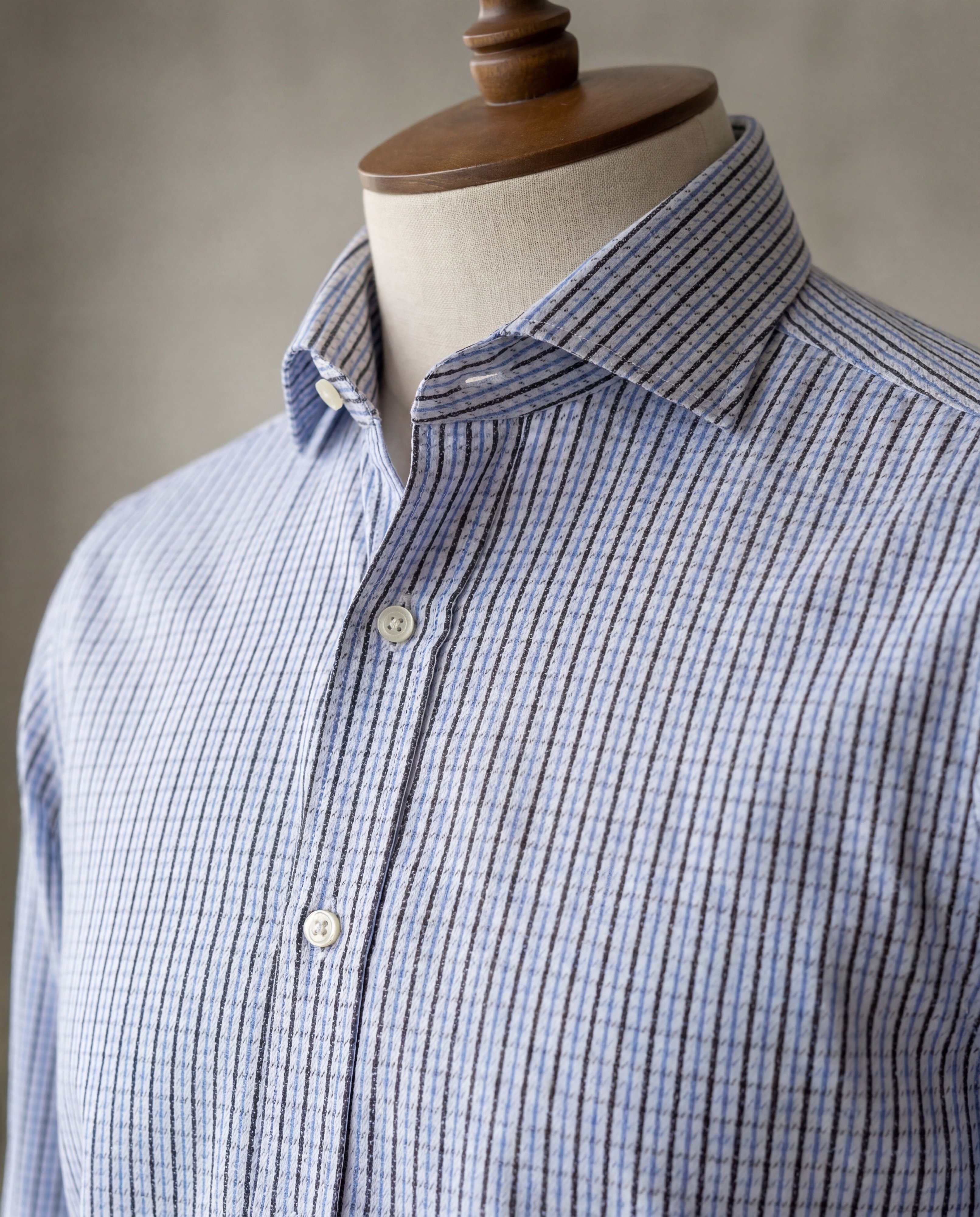 Black Fine Multistripe Cotton Shirt