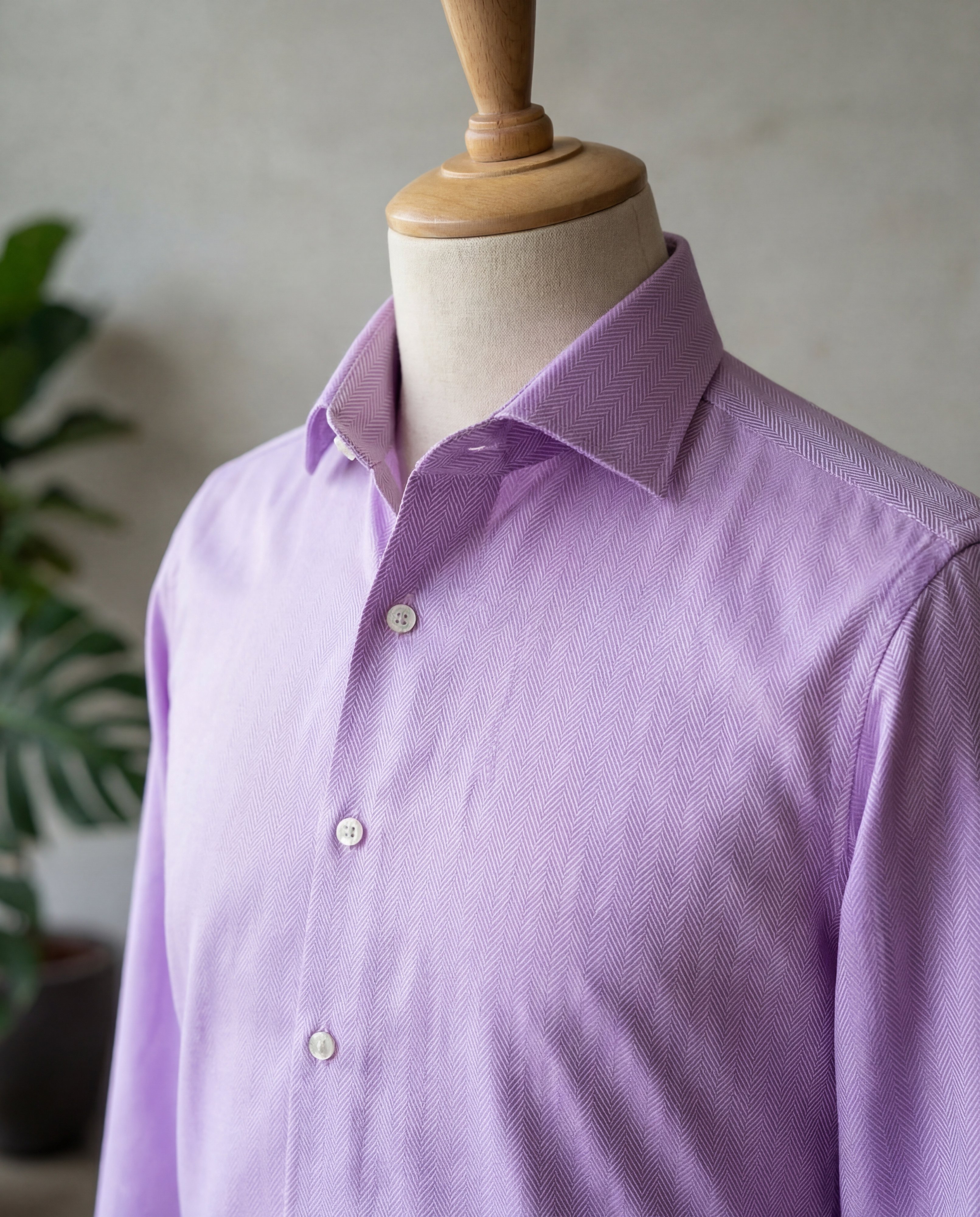 Lavender Herringbone Italian Cotton Shirt