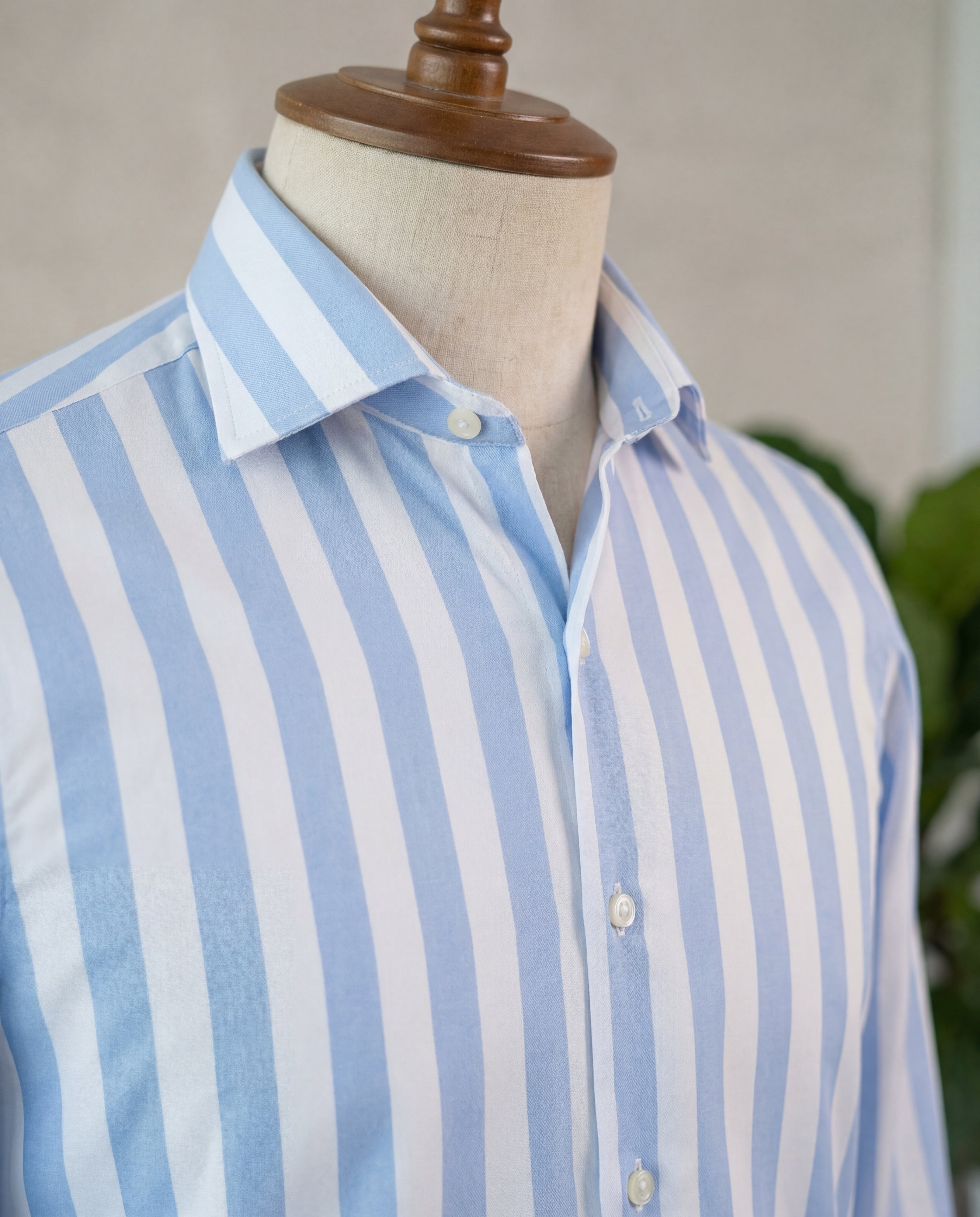Sky Blue & White Stripe Italian Cotton Shirt