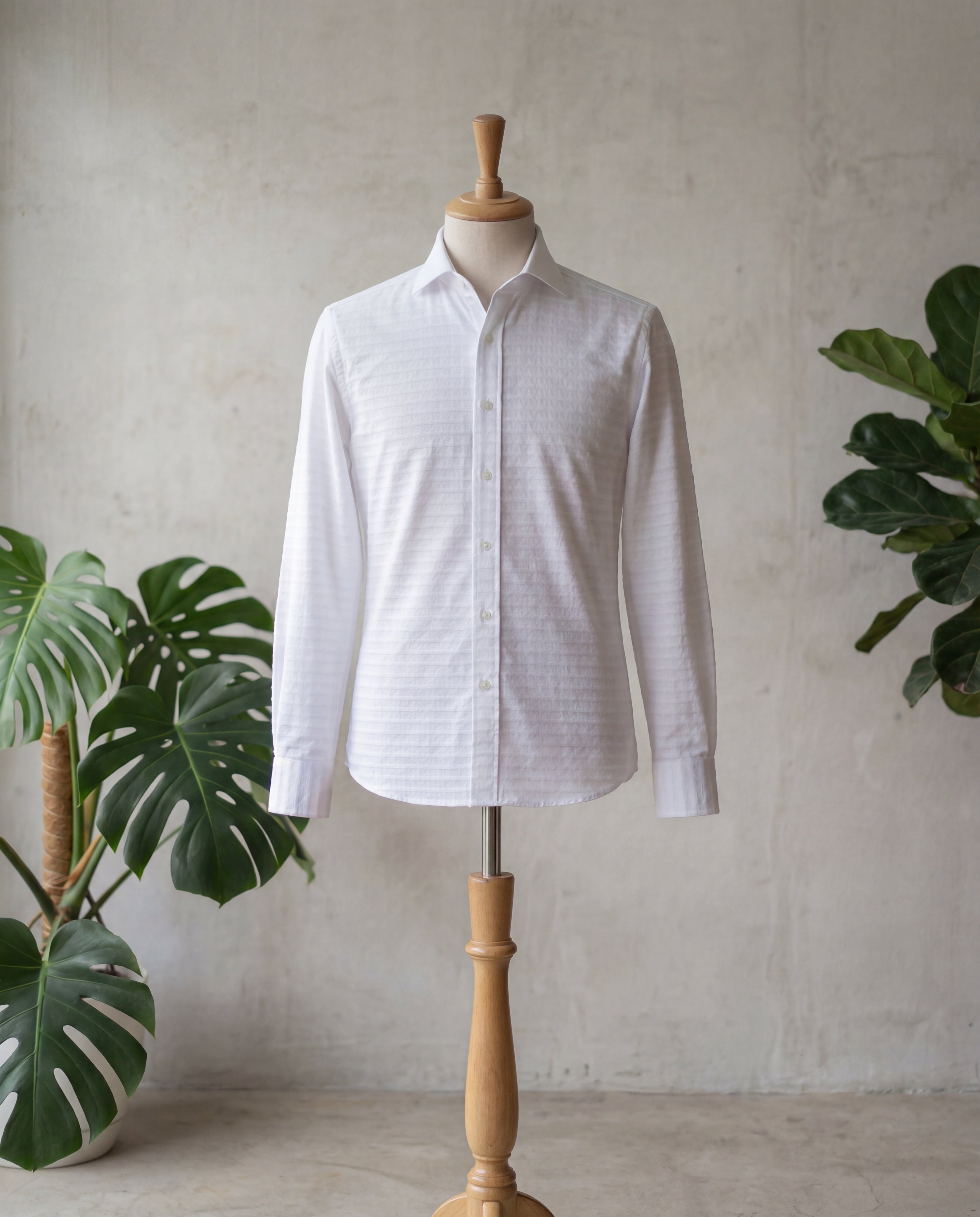 White Dobby Italian Cotton Shirt