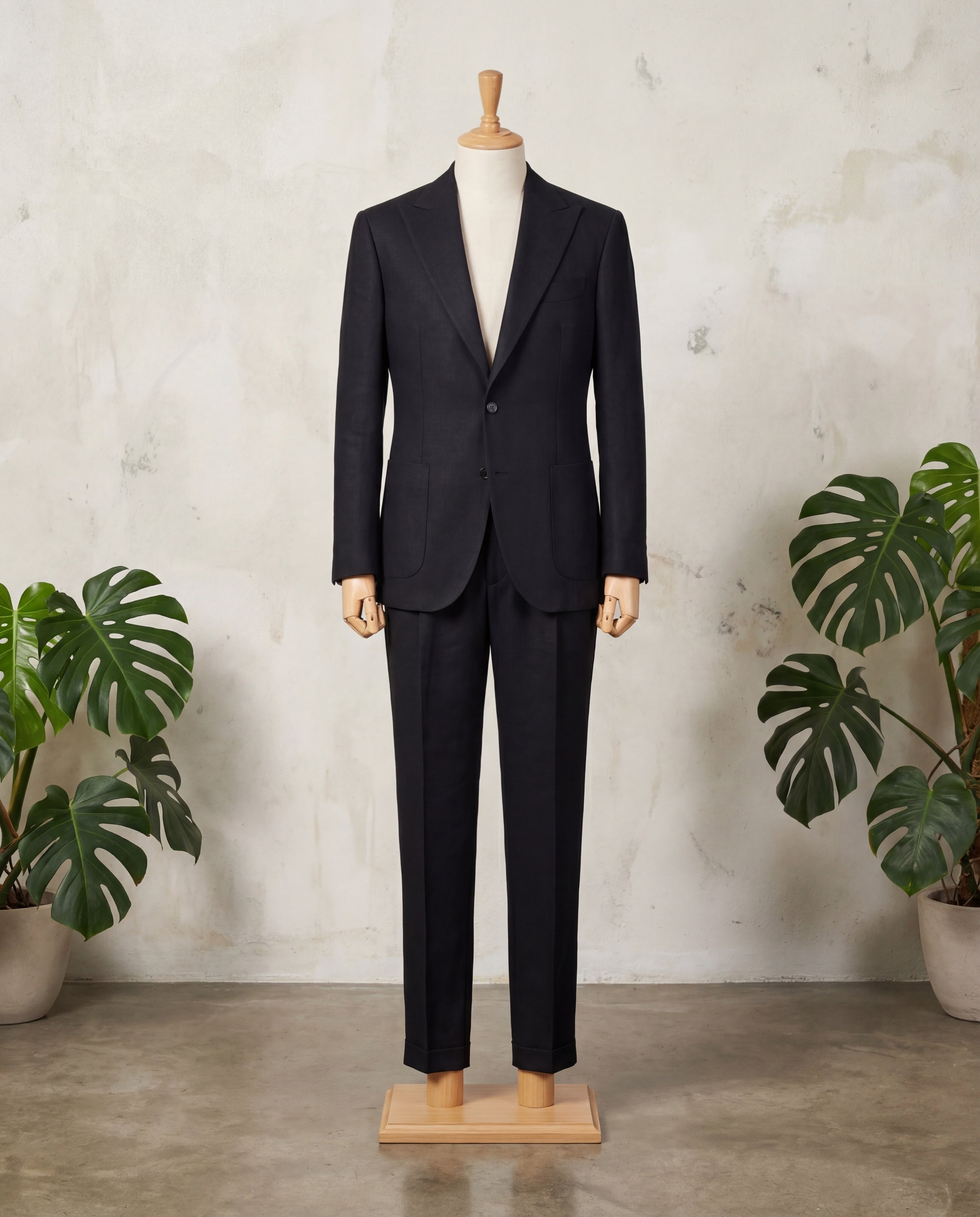Deep Black Linen Suit