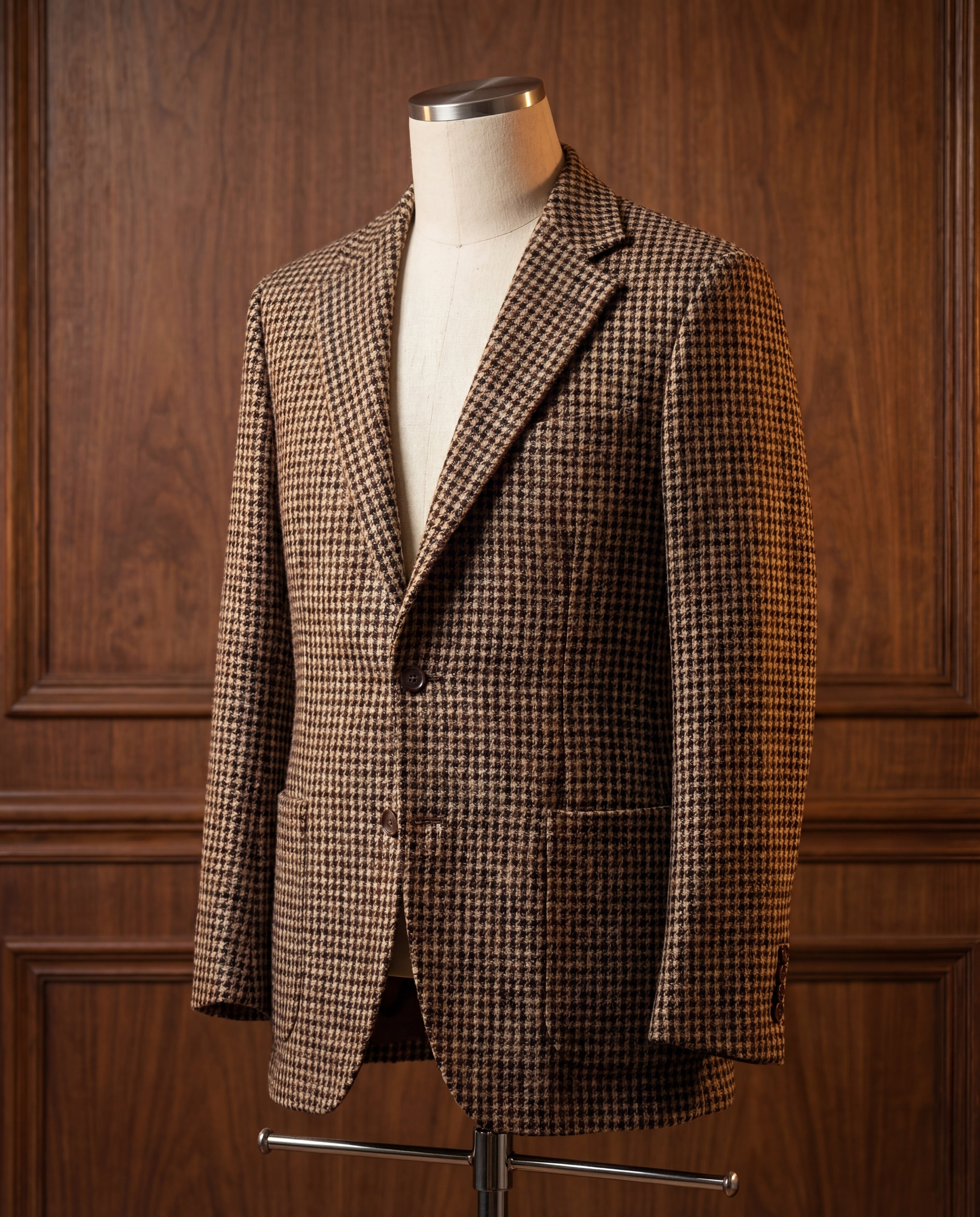 Brown Houndstooth Tweed Blazer