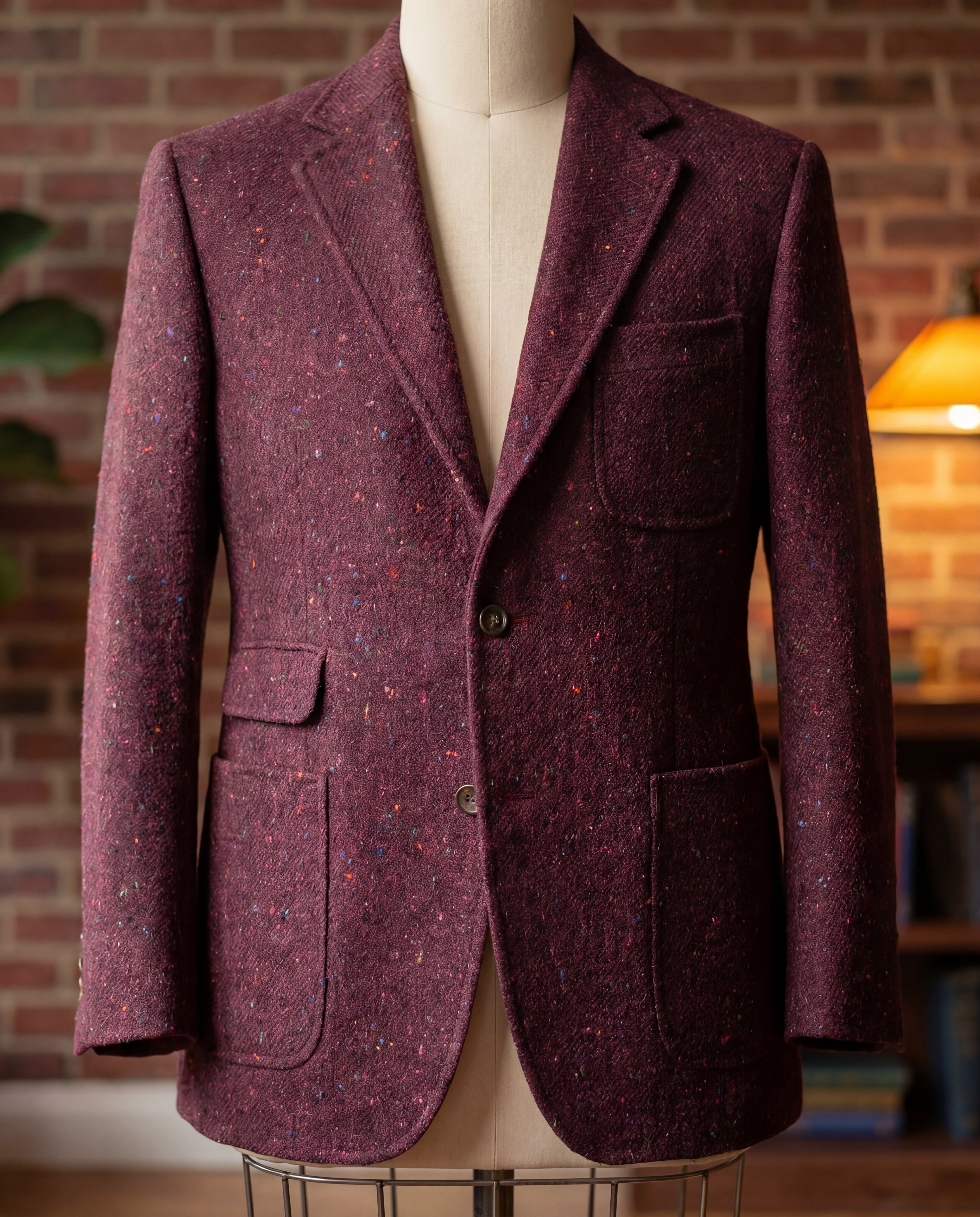 Burgundy Donegal Tweed Blazer