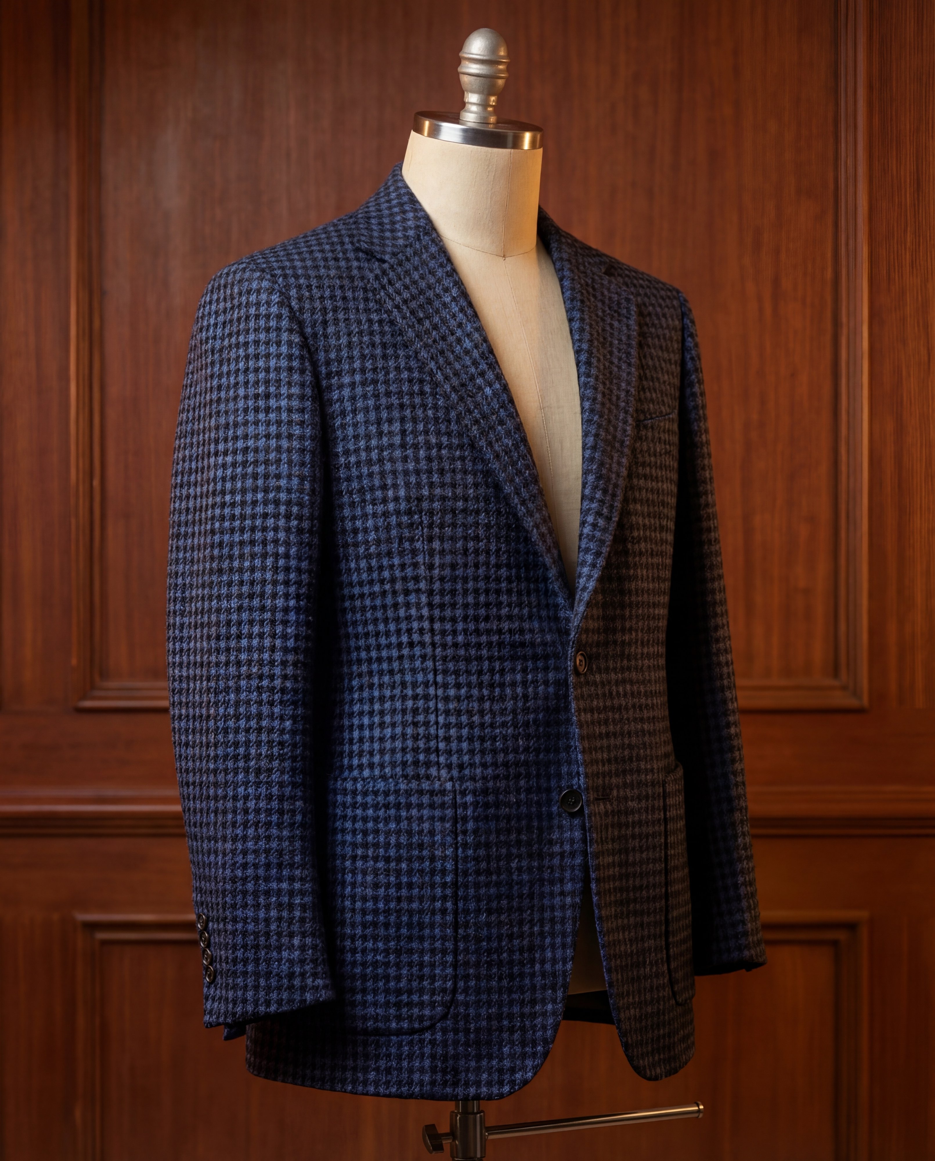 Navy Houndstooth Tweed Blazer